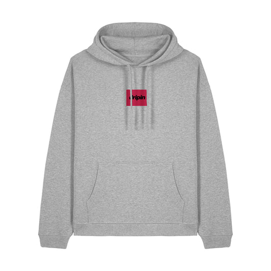 Heather Grey Box Logo Organic Oversized Hoodie