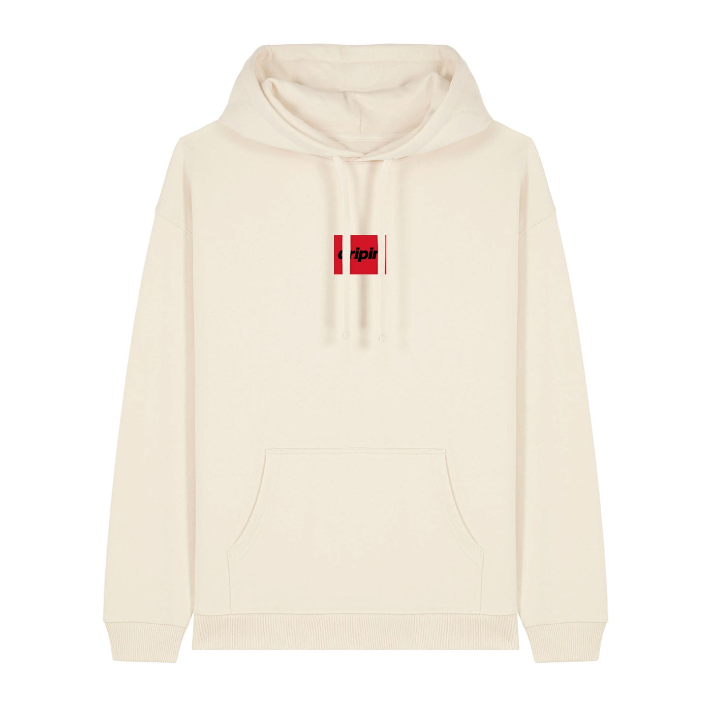 Ecru Box Logo Organic Oversized Hoodie