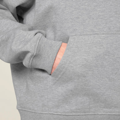 Heather Grey Box Logo Organic Oversized Hoodie